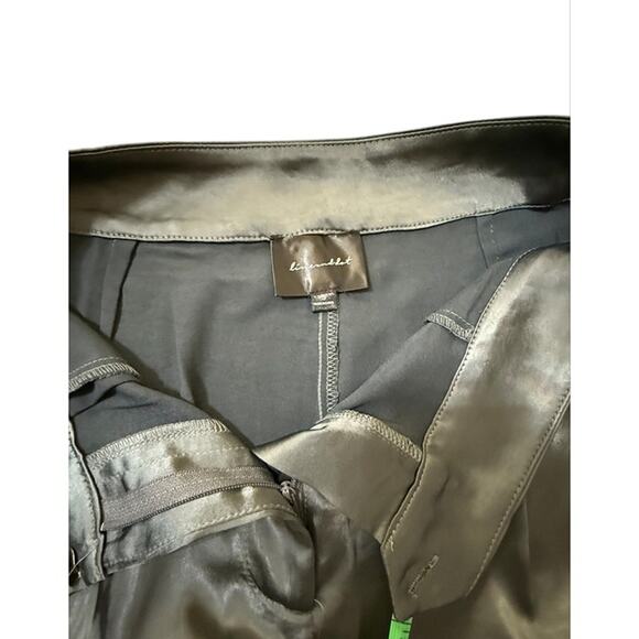 Line and dot Wide-Leg Gray Satin like Dress Pants High Waist & Pleats S - Picture 10 of 12